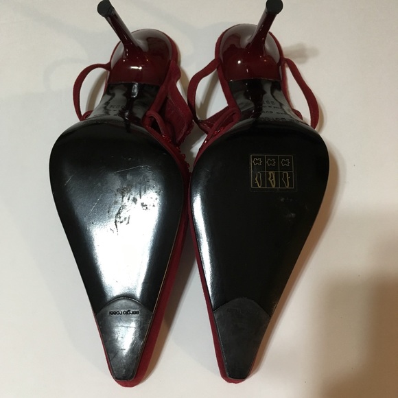 New Sergio Rossi Wine Suede/Velvet S 39 1/2 Mules - Picture 5 of 8